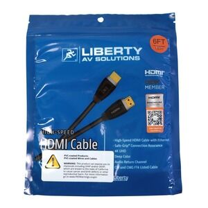 Liberty AV Solutions 6ft High-Speed HDMI Cable 4K‎ UHD Premium Certified Black
